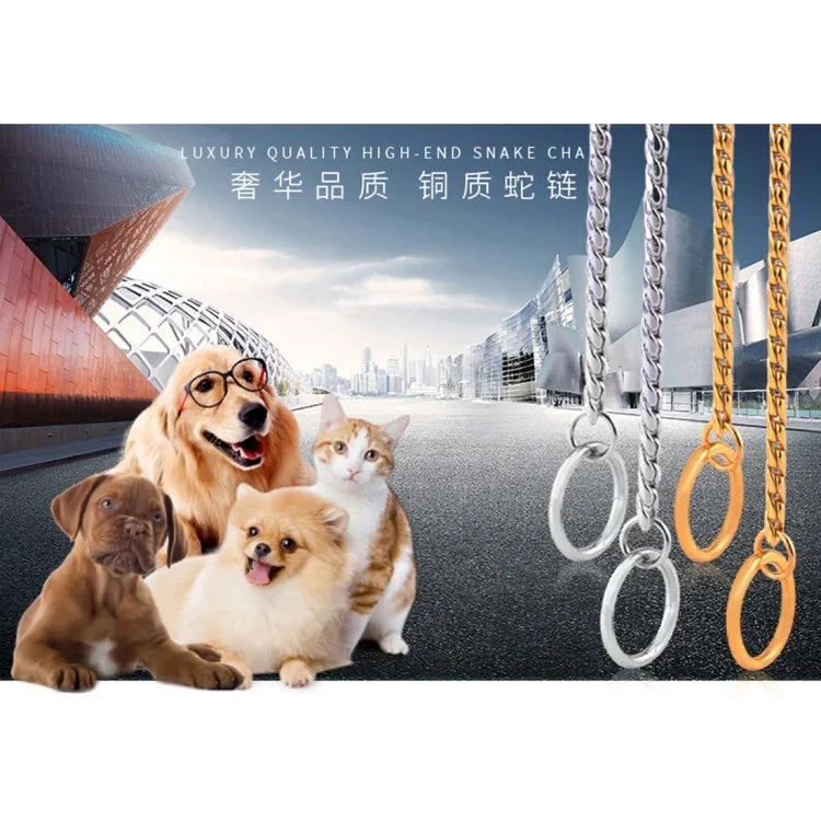 Pet Collars Pet Neck Strap Dog Neckband Snake Chain Dog Chain  Solid  Metal Chain Dog Collar，Length:50cm, 50cm