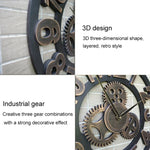 Retro Wooden Round Single-sided Gear Clock Arabic Number Wall Clock, Diameter: 30cm, Number 30cm