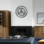 Retro Wooden Round Single-sided Gear Clock Arabic Number Wall Clock, Diameter: 30cm, Number 30cm