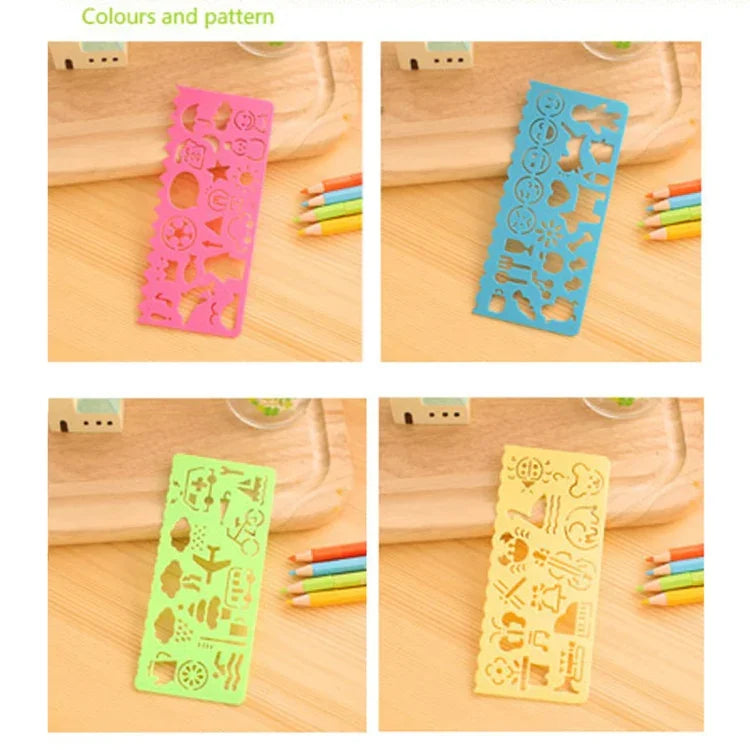 10 PCS Creative Candy Color Drawing Ruler Speed Sketchpad Art Ruler Template, Random Color Delivery, Speed Sketchpad
