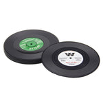 6 PCS/Set Retro Black Vinyl CD Record Drink Coasters Home Table Cup Mat Decor Coffee Drink Placemat Tableware Spinning, Diameter: 10.7cm, 6 PCS Cup Mat