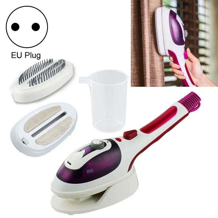 Multifunction Household Handheld Steamer Travel Portable Hand - Held Steam Hanging Hot Machine Ceramic Bottom with Flannelette Brush & Hair Brush & Measuring Cup,EU Plug, EU Plug Purple, EU Plug Blue