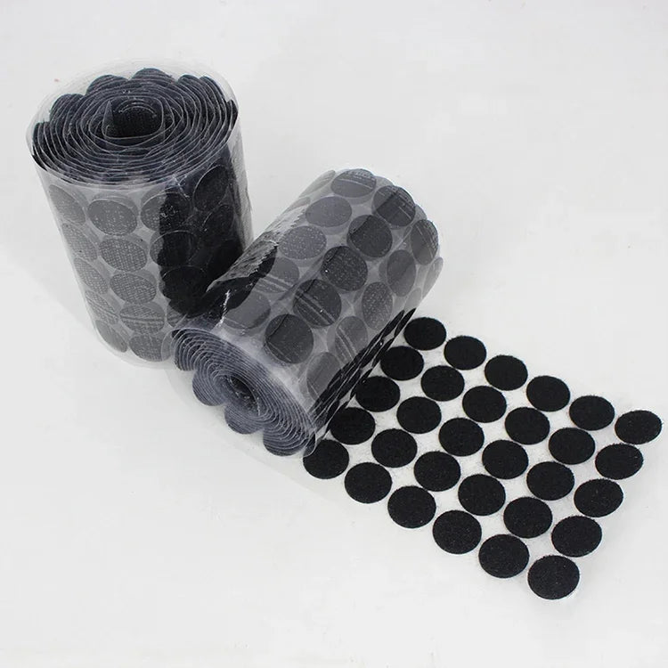 1000 PCS 20mm Round Nylon Adhesive Hook and Loop Fastener, 20mm (Black), 20mm (White)