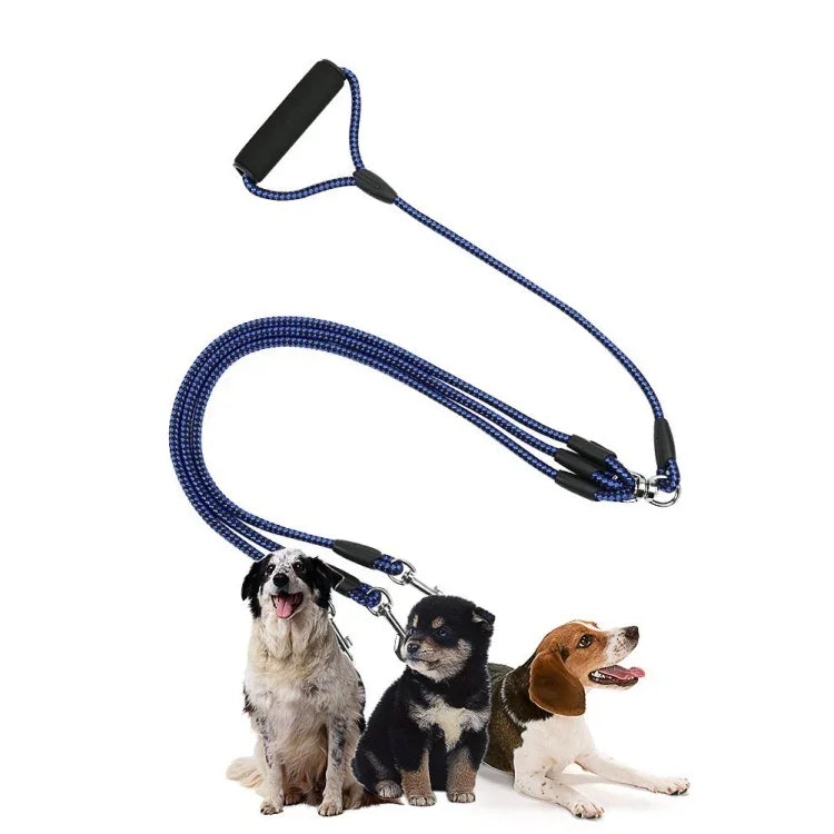 Pet Dog Nylon 3 in 1 Traction Rope Pet Walking Leads With Handle, Length: 124cm, 3 in 1 Traction 124cm Blue