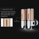 Dual Hotel Shower Manual Dispenser Wall Mounted Washing Liquid Shampoo Soap Bottle, Capacity: 1000ml, 1000ml/Stainless Steel
