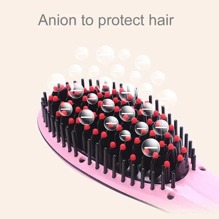 Handheld Innovative Hair Straightener Comb with LCD Temperature Display, EU Plug