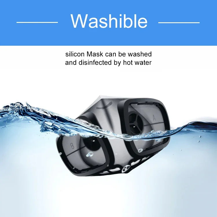 Silicone Protective Reusable PM2.5 KN95 Respirator Mask Replaceable Filter Antivirus Anti-fog Face Mask, Reusable PM2.5 KN95