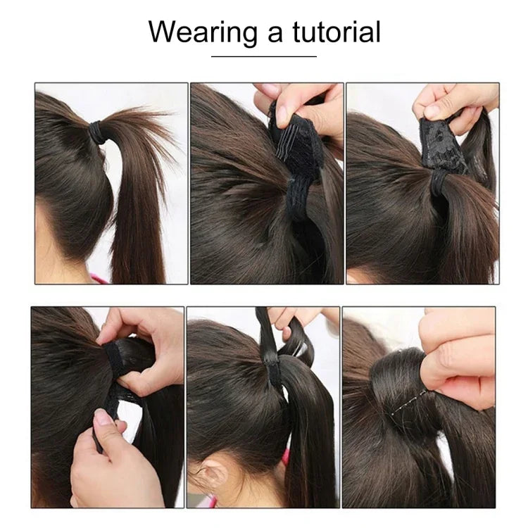 1B# Invisible Seamless Bandage-style  Wig Long Straight Hair Wig Ponytail, 1B#