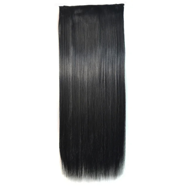 1# One-piece Seamless Five-clip Wig Long Straight Wig Piece, 1#