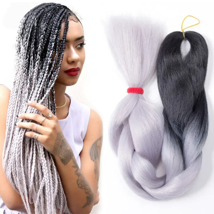 Fashion Color Gradient Individual Braid Wigs Chemical Fiber Big Braids, Length: 60cm(56 Purple+Lake Blue+Light Purple), 21, 35, 37, 38, 44, 45, 46, 47, 49, 50, 51, 56