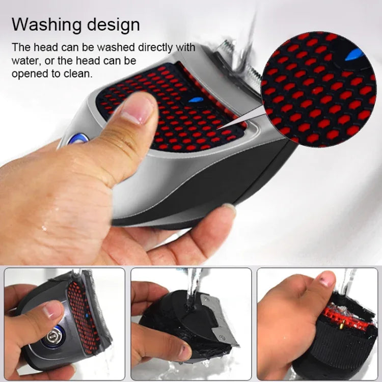 HJ-2019 Men Electric Shaver Fader Self-help Hair Clipper with Cloth + Sponge + Spare Cutter Head, Standard Version, CN Plug, with Cloth + Sponge + Spare Cutter Head