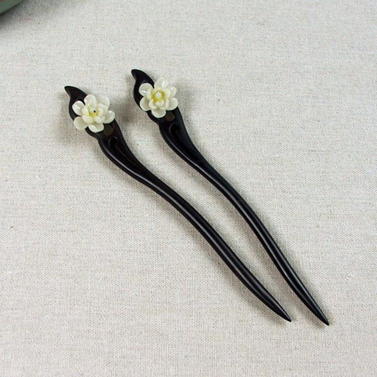 Classical Green Sandalwood Ancient Hairpin Hair Costume Headdress-Banyue Jade Flower + Gift Box, Gift Box Colors Are Random, Green Sandalwood Wanyue Jade Flower White