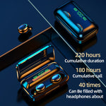 F9-5C LED Light + Digital Display Noise Reduction Bluetooth Earphone with Hand Strap, F9-5C LED Light with Strap Black, F9-5C LED Light with Strap White