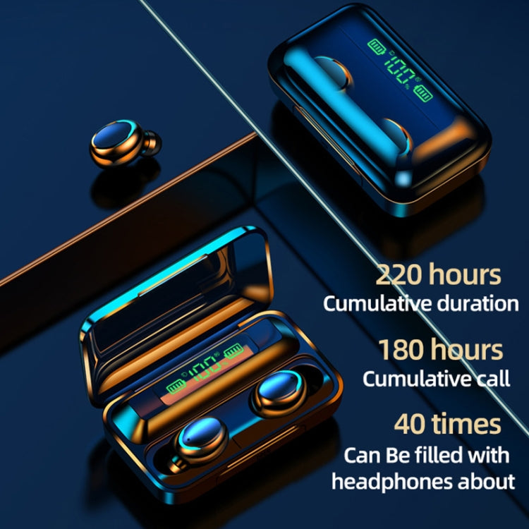 F9-5C LED Light + Digital Display Noise Reduction Bluetooth Earphone with Hand Strap, F9-5C LED Light with Strap White, F9-5C LED Light with Strap Black