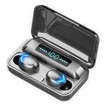 F9-5C Four-bar Breathing Light + Digital Display Noise Reduction Bluetooth Earphone, F9-5C Four-bar Light White, F9-5C Four-bar Light Black