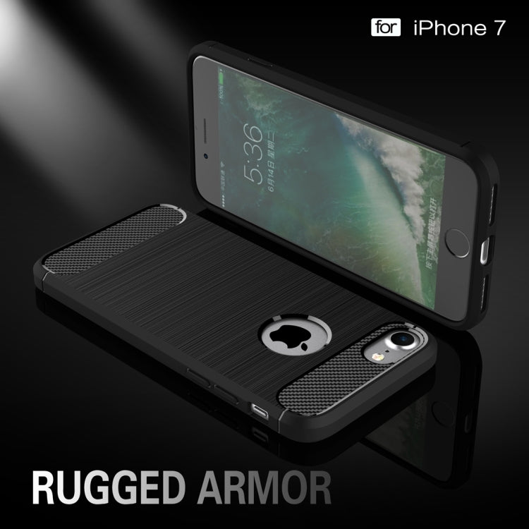 For  iPhone 8 & 7  Brushed Texture Fiber TPU Rugged Armor Protective Case, For iPhone 8 & 7, For 8 & 7