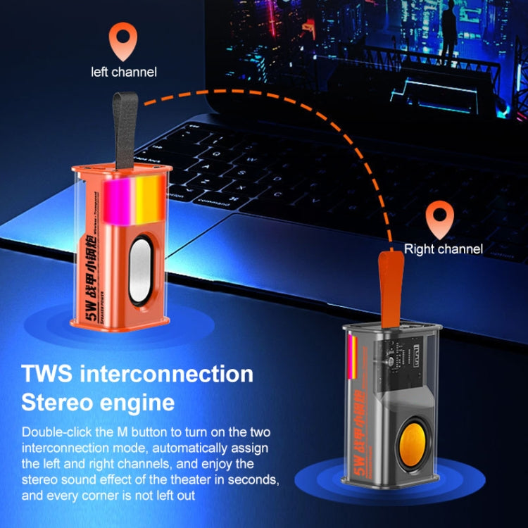 5W Portable Bullet TWS Wireless Bluetooth Speaker, (Purple), (Orange), (Green), (Grey)