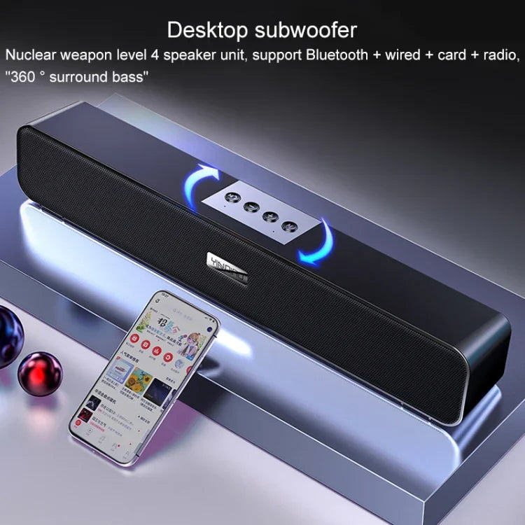 YINDIAO A36 Bluetooth 5.0 Smart Subwoofer Computer Wireless Bluetooth Speaker, Bluetooth Standard Version, Bluetooth Standard Version(Black)