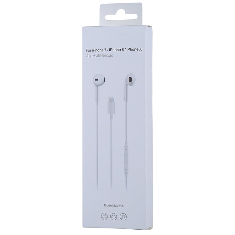 ML715 1.2m 8 Pin Port Wire Control Bluetooth Earphone, Support Music, Calls, Volume Control, ML715 Volume Control