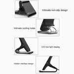 HAMTOD M5 15W Intelligent Dual Coil Design Qi Standard Holder Wireless Charger with Indicator Light, Support Fast Charging, M5 Silver, M5 Black