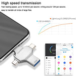 4 in 1 8GB USB 3.0 + 8 Pin + Mirco USB + USB-C / Type-C Dual-use Flash Drive with OTG Function, 8GB