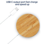 JYD01 15W Magsafe Round Bamboo Wood Magnetic Wireless Charger