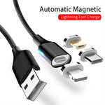 M11 3 in 1 3A USB to 8 Pin + Micro USB + USB-C / Type-C Nylon Braided Magnetic Data Cable, Cable Length: 1m, 8 Pin + Micro USB + USB-C / Type-C