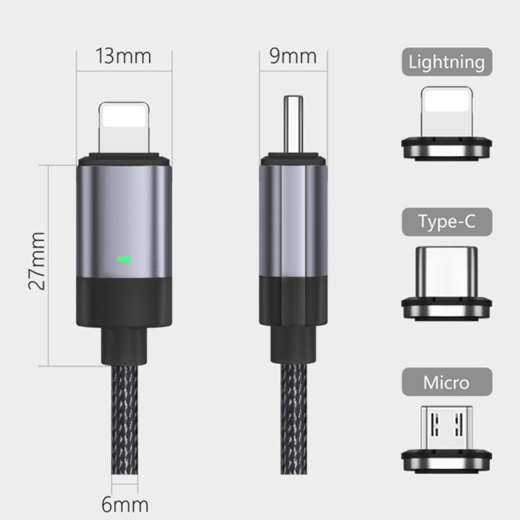 3 in 1 Fast Charging Magnetic Data Cable, Style: 1m Cable + 3 Magnetic Head, 3 in 1