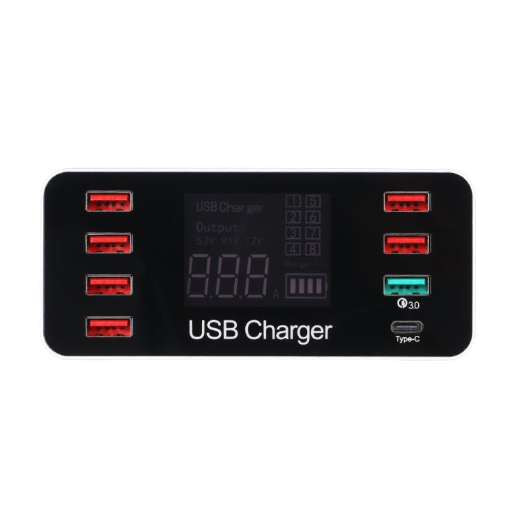 A9 Plus (Global Version) Multi-function AC 100V~240V 8 Ports USB Digital Display LCD Detachable Charging Station Smart Charger with Wireless Charger,Support QC3.0, A9 Plus (Global Version)