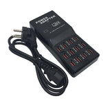 W-858 12A 12 Ports USB Fast Charging Dock Desktop Smart Charger AC100-240V, EU Plug, EU Plug