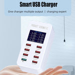 A8 50W 8 Ports USB + QC3.0 Smart Charging Station with Digital Display AC100-240V, EU Plug, A8 EU Plug