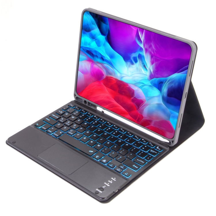 X-11BCS Skin Plain Texture Detachable Bluetooth Keyboard Tablet Case for iPad Pro 11 inch 2020 / 2018, with Touchpad & Pen Slot & Backlight