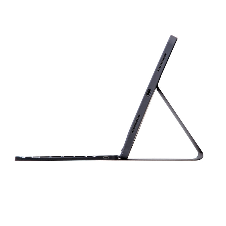 X-11BS Skin Plain Texture Detachable Bluetooth Keyboard Tablet Case for iPad Pro 11 inch 2020 / 2018, with Pen Slot & Backlight, Black Keyboard