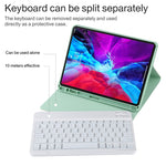 TG11BS Detachable Bluetooth White Keyboard Microfiber Leather Tablet Case for iPad Pro 11 inch (2020), with Backlight & Pen Slot & Holder, White Keyboard