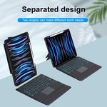 T129-AS For iPad Air 13 2025 / Pro 12.9 2022 / 2021 / 2020 / 2018 Touch Backlight Split Type Bluetooth Keyboard Leather Case, T129-AS