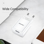 USAMS US-CC075 T18 2.1A Single USB Travel Charger, EU Plug, EU Plug