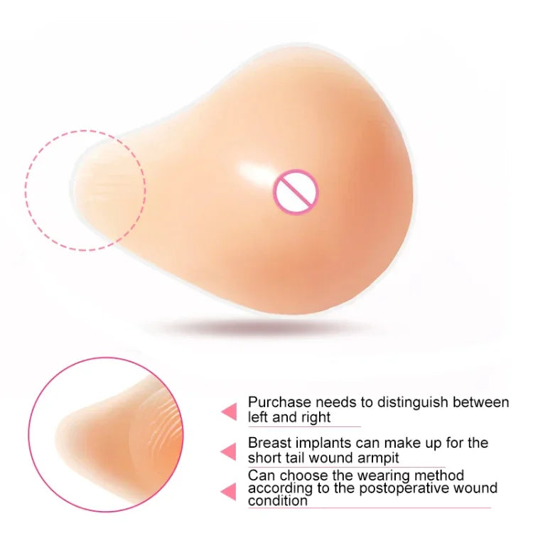 AS3 Spiral Shape Postoperative Rehabilitation Fake Breasts Silicone Breast Pad Nipple Cover 260g/Right, 260g/Right