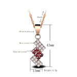 18k Gold Plated Irregular Geometry Crystal Pendant Necklace For Female, 43*13 mm, Red, Blue