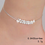 Simple Fashion Frosted Bead Personality Silver Plated Anklet(Silver)