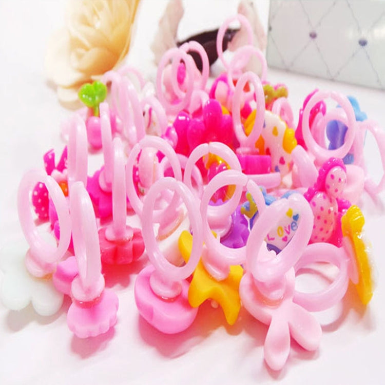 100 PCS Children Cute Cartoon Resin Flower Animal Heart Bow-knot Ring, Smooth Surface, Smooth Surface, 100 PCS