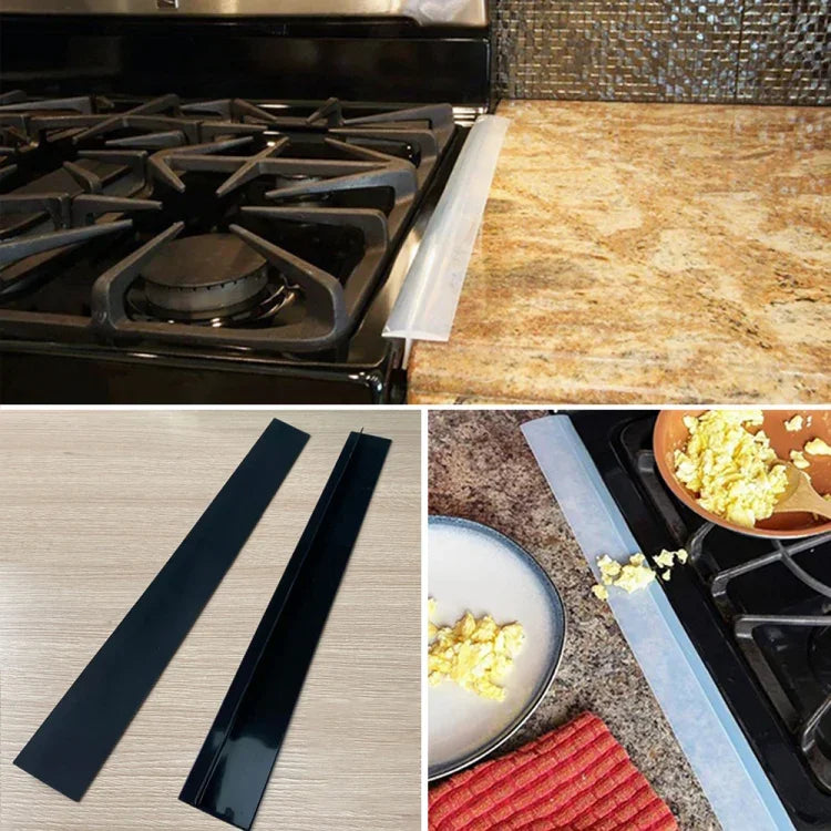 2 PCS 25 inches Gas Stove Slit Strip Antifouling Dustproof Waterproof Kitchen Sealing Strip, 25 inches, 25 inches (Black)