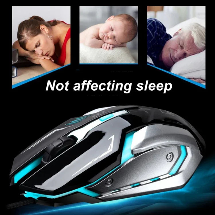 Chasing Leopard K1 USB 1600DPI Three-speed Adjustable LED Backlight Mute Wired Optical Gaming Mouse, Length: 1.3m