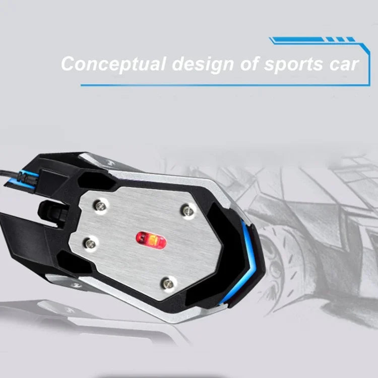 Chasing Leopard K1 USB 1600DPI Three-speed Adjustable LED Backlight Mute Wired Optical Gaming Mouse, Length: 1.3m