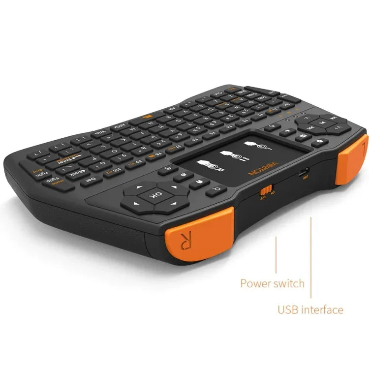 VIBOTON i8 Plus Updated 2.4GHz QWERT Mini Wireless Keyboard with Touchpad for TV Box, Mi Box, Computer, Tablet, Laptop and Projector(Black), Wireless Keyboard