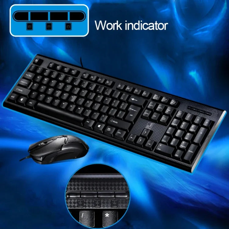 Chasing Leopard Q9 1600 DPI Professional Wired Grid Texture Gaming Office Keyboard + Optical Mouse Kit