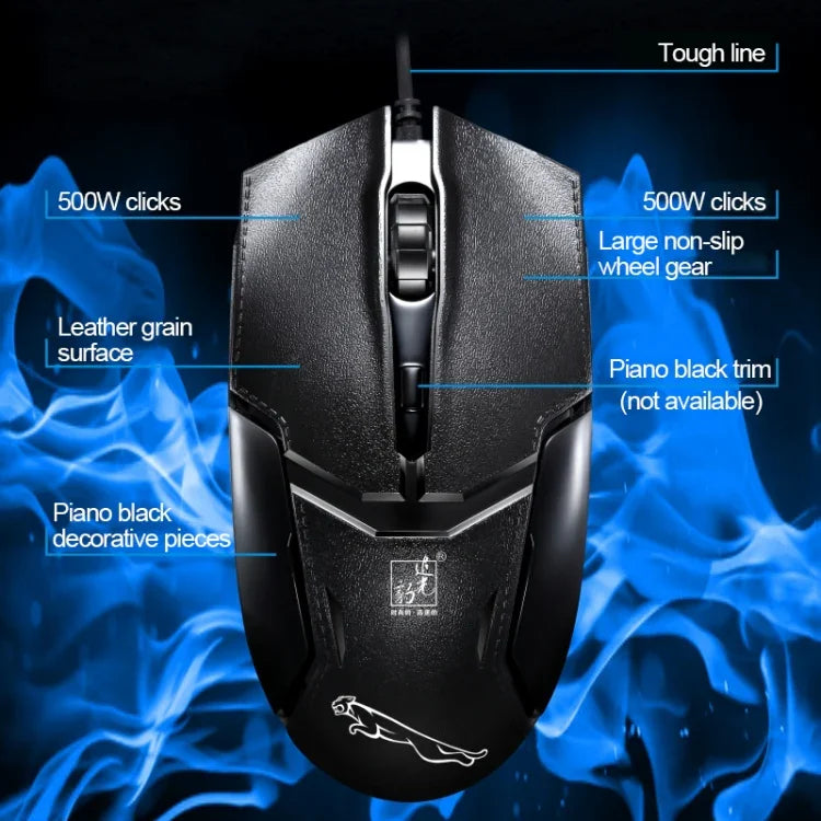 Chasing Leopard Q9 1600 DPI Professional Wired Grid Texture Gaming Office Keyboard + Optical Mouse Kit