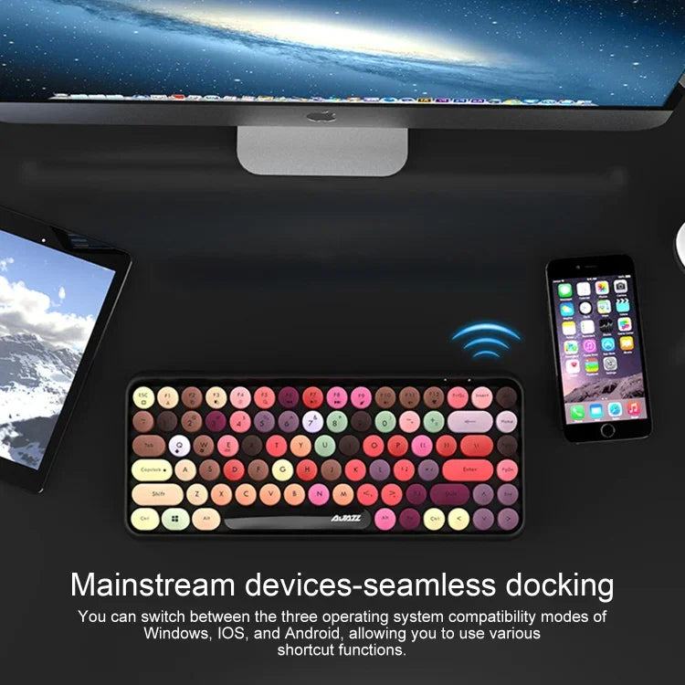Ajazz 308I Tablet Mobile Phone Computer Household Office Wireless Keyboard, Black