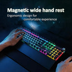 AULA F2088 108 Keys Mixed Light Mechanical Blue Switch Wired USB Gaming Keyboard with Metal Button, Blue Switch Black