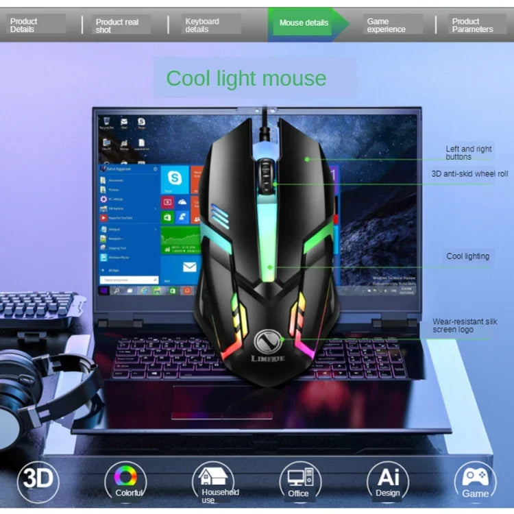 TX300 Mechanical Feel Backlight Punk Wired Keyboard Mouse Set