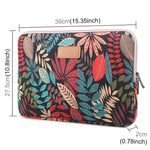 Sleeve Case Colorful Leaves Zipper Briefcase Carrying Bag for Macbook, Samsung, Lenovo, Sony, DELL Alienware, CHUWI, ASUS, HP, 15.6 inch and Below Laptops, 15 inch